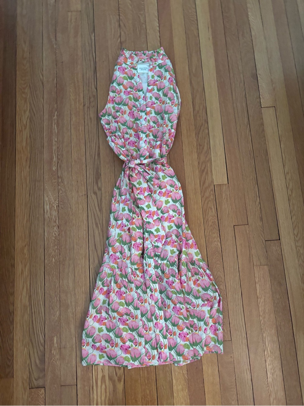 Tuckernuck Pink and Green Floral High-Neck Midi Dress - Picture 4 of 6
